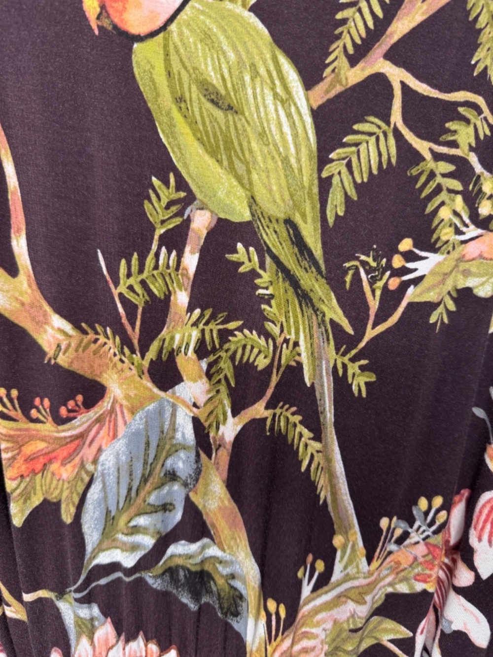 Soma "Cool Nights" Chocolate Brown Tropical Print Kimono Robe L/XL - Picture 11 of 14